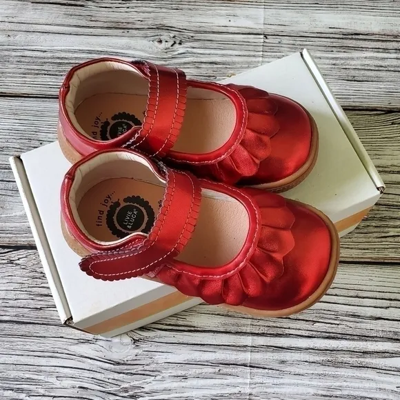 Livie and Luca Ruche Mary Jane Shoes Metallic Red NIB Limited Edition