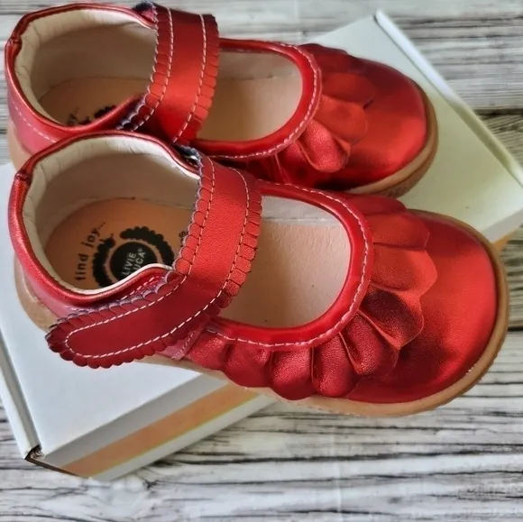Livie and Luca Ruche Mary Jane Shoes Metallic Red NIB Limited Edition