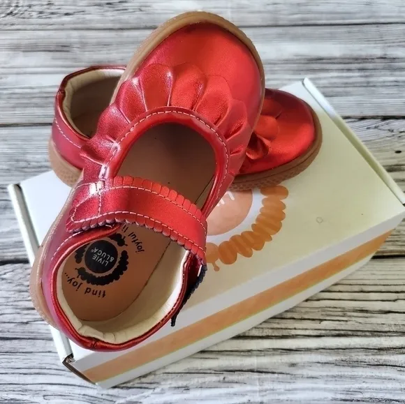 Livie and Luca Ruche Mary Jane Shoes Metallic Red NIB Limited Edition