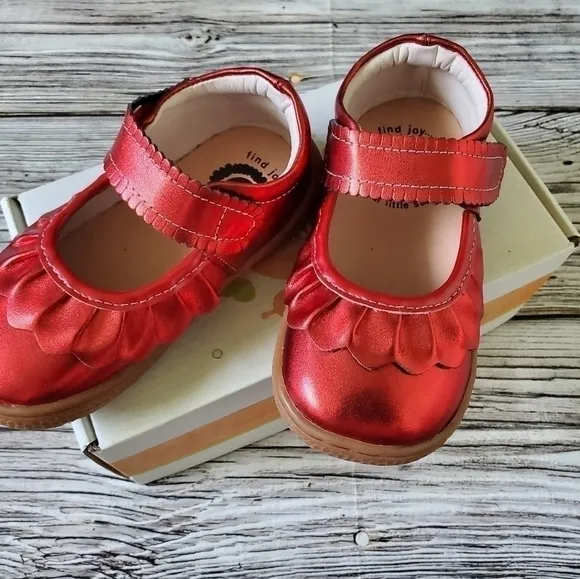 Livie and Luca Ruche Mary Jane Shoes Metallic Red NIB Limited Edition