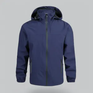 Men's Waterproof Windbreaker Jacket | Lightweight, Breathable Fabric, Adjustable Hood & Packable Design