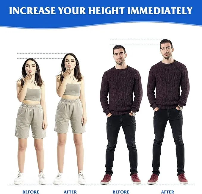 New Healifty Invisible Height Increase Insole Heel Silicone Gel Inserts Socks Wearable Cushion for Men and Women (5.5cm)