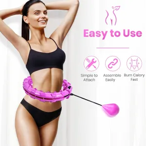New Weighted Hula Hoops Smart Fitness Hoops for Adults Weight Loss, 24 Detachable Knots Plus 4 Extra Sections Adjustable Hula Hoop, 2 in 1 Abdomen Fitness Message Non Fall Auto Spinning Ball