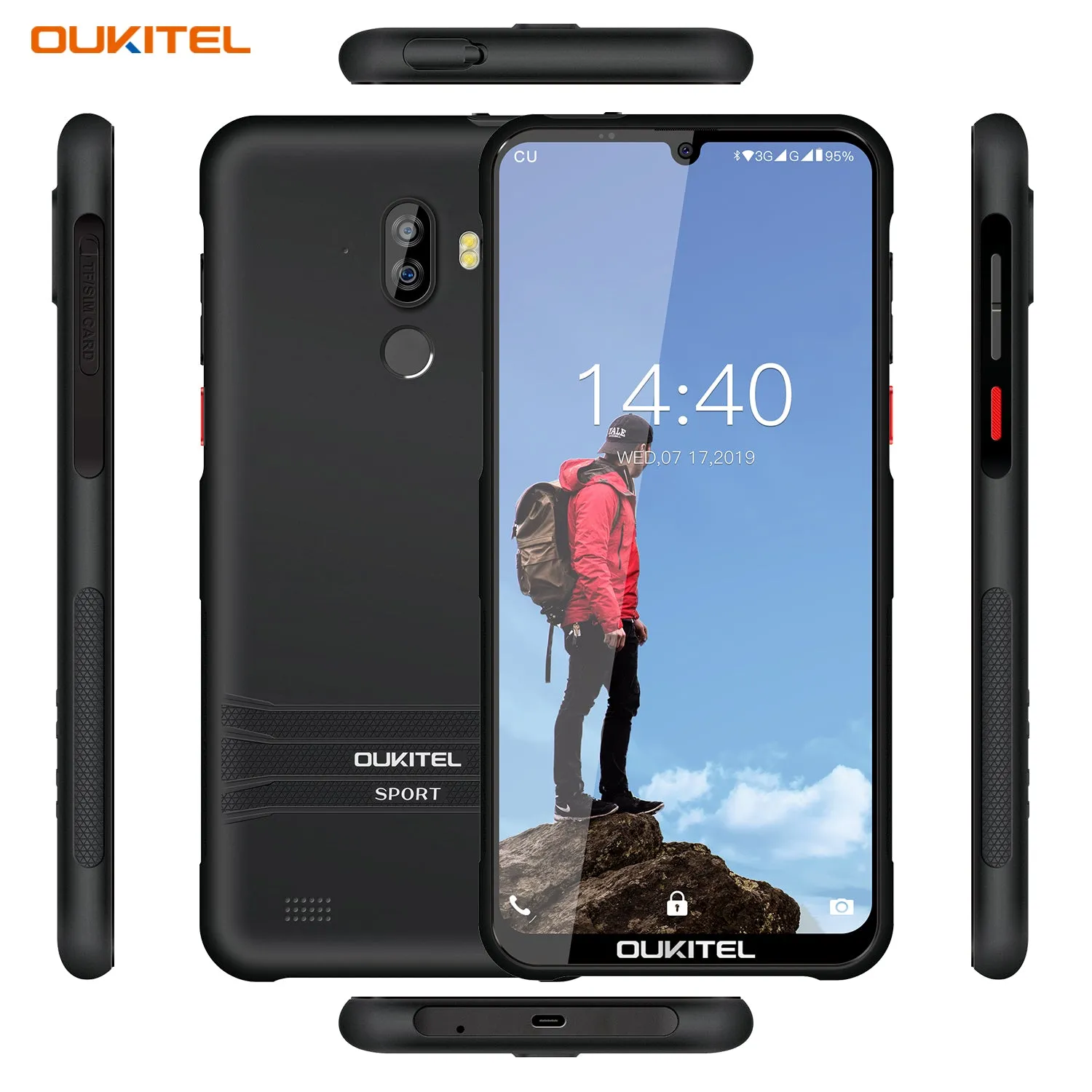 OUKITEL Y1000  6.1inch Waterdrop Display Mobile Phone 8MP 5MP 2G 32G Dual SIM 4 Core Android Phone Black