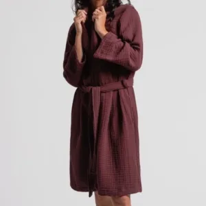 Parachute Purple Burgundy Cloud Cotton Waffle Belted Robe XS