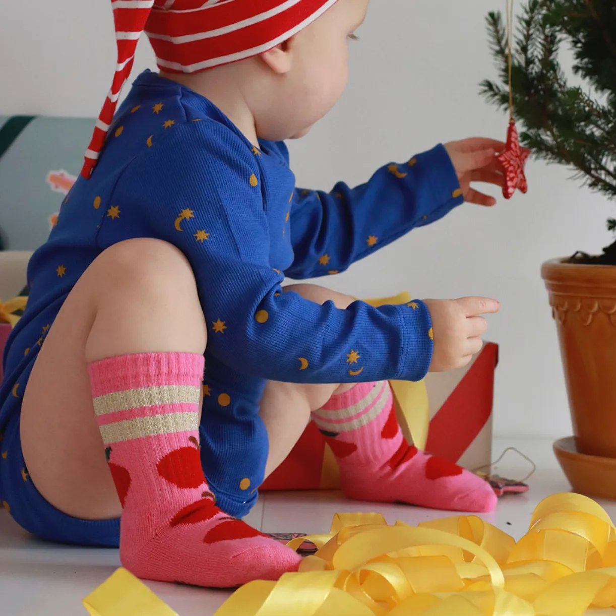 Pink Apple Glitter Socks - ONLY 0-6 months LEFT!
