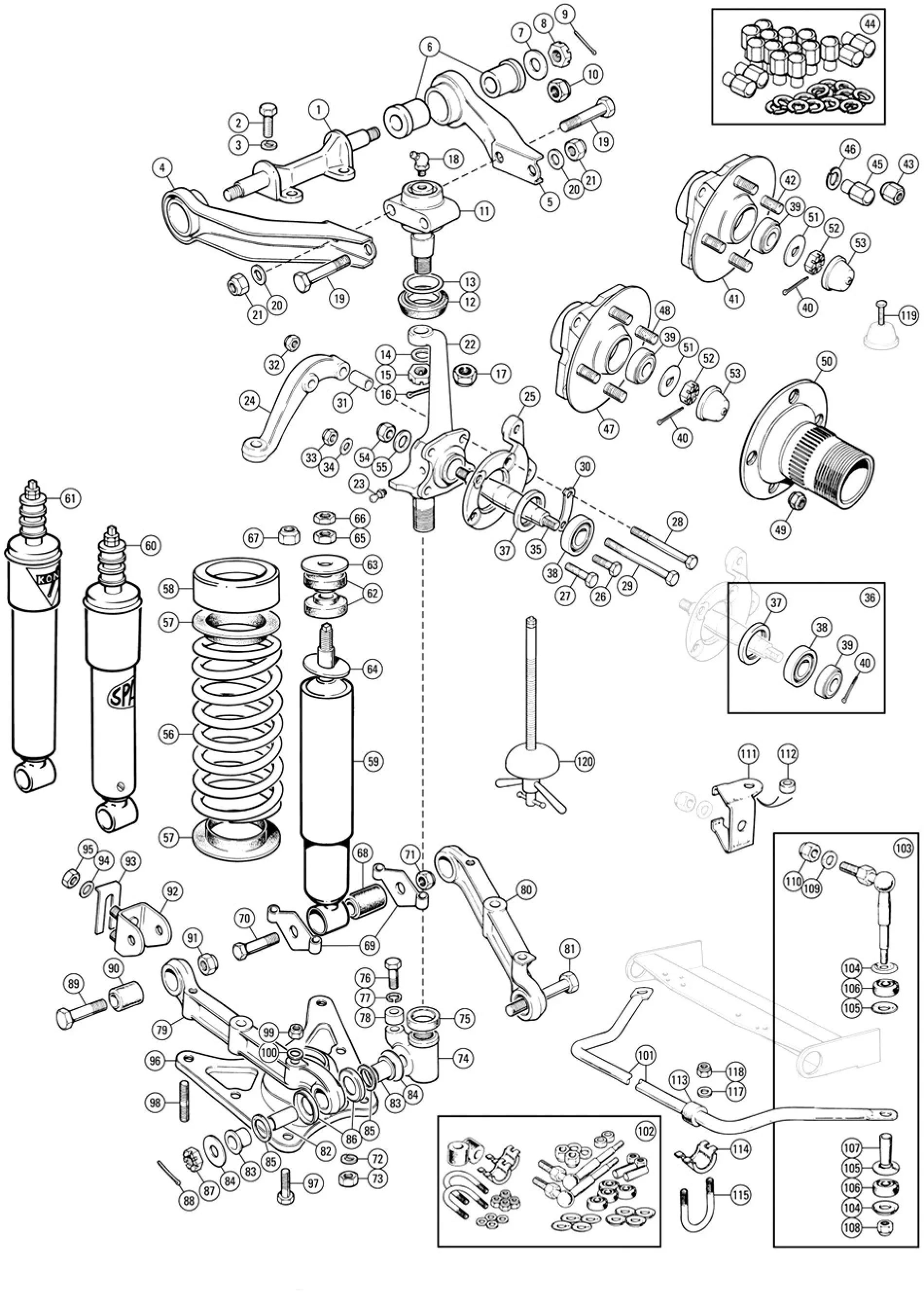 SHOCK ABSORBERS, TELESCOPIC, FRONT, SPAX, ADJUSTABLE, PAIR