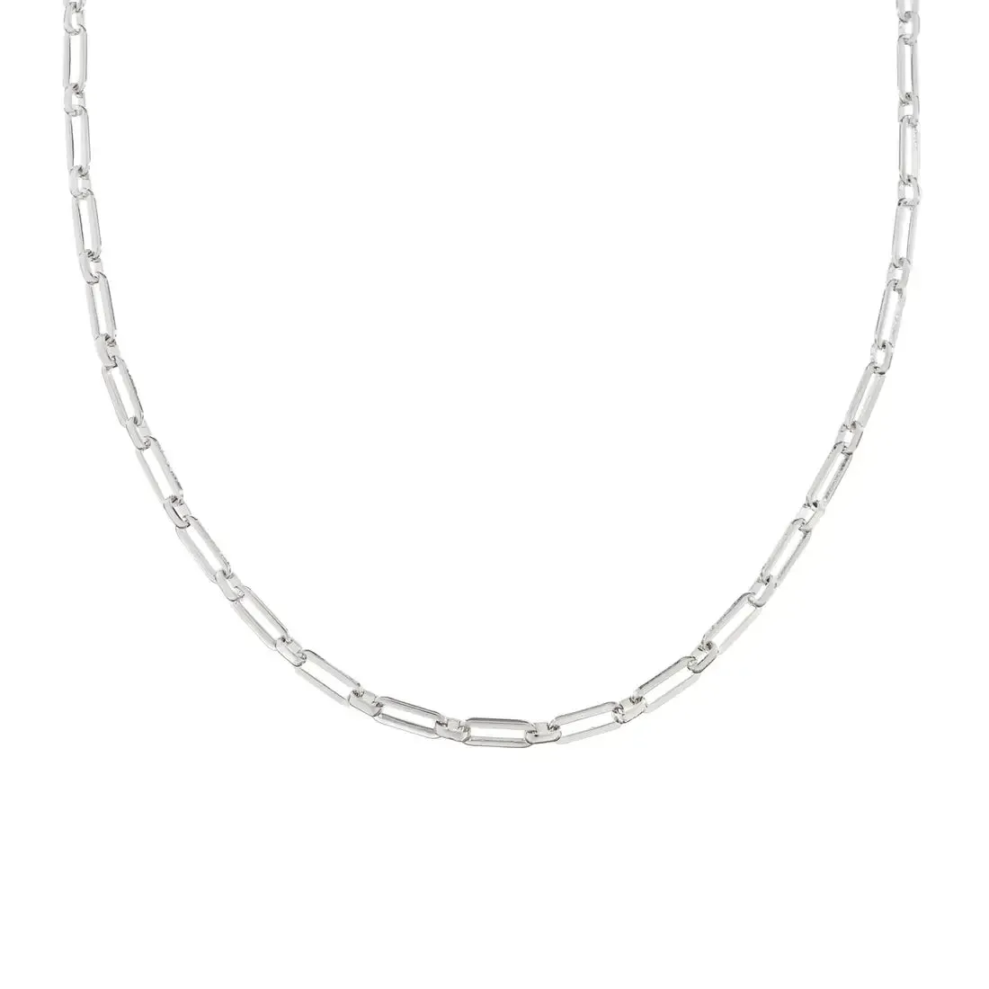 Silver Paper Clip Chain Necklace | Waterproof Jewelry