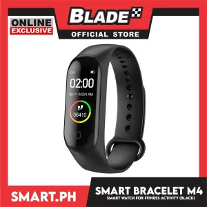 Smart Bracelet M4 Fitness Tracker Smart Watch (Black) Wristband for Health Monitoring