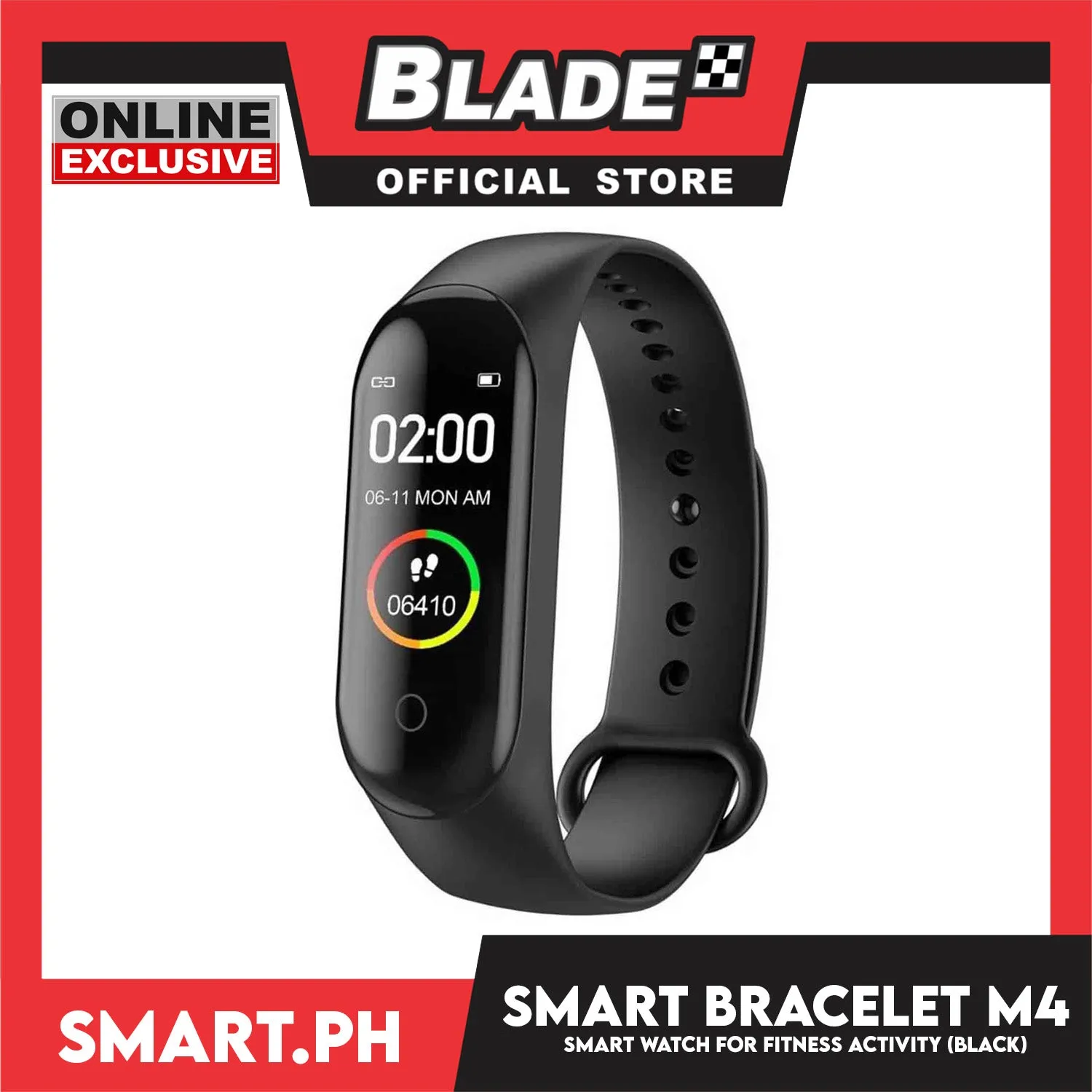 Smart Bracelet M4 Fitness Tracker Smart Watch (Black) Wristband for Health Monitoring