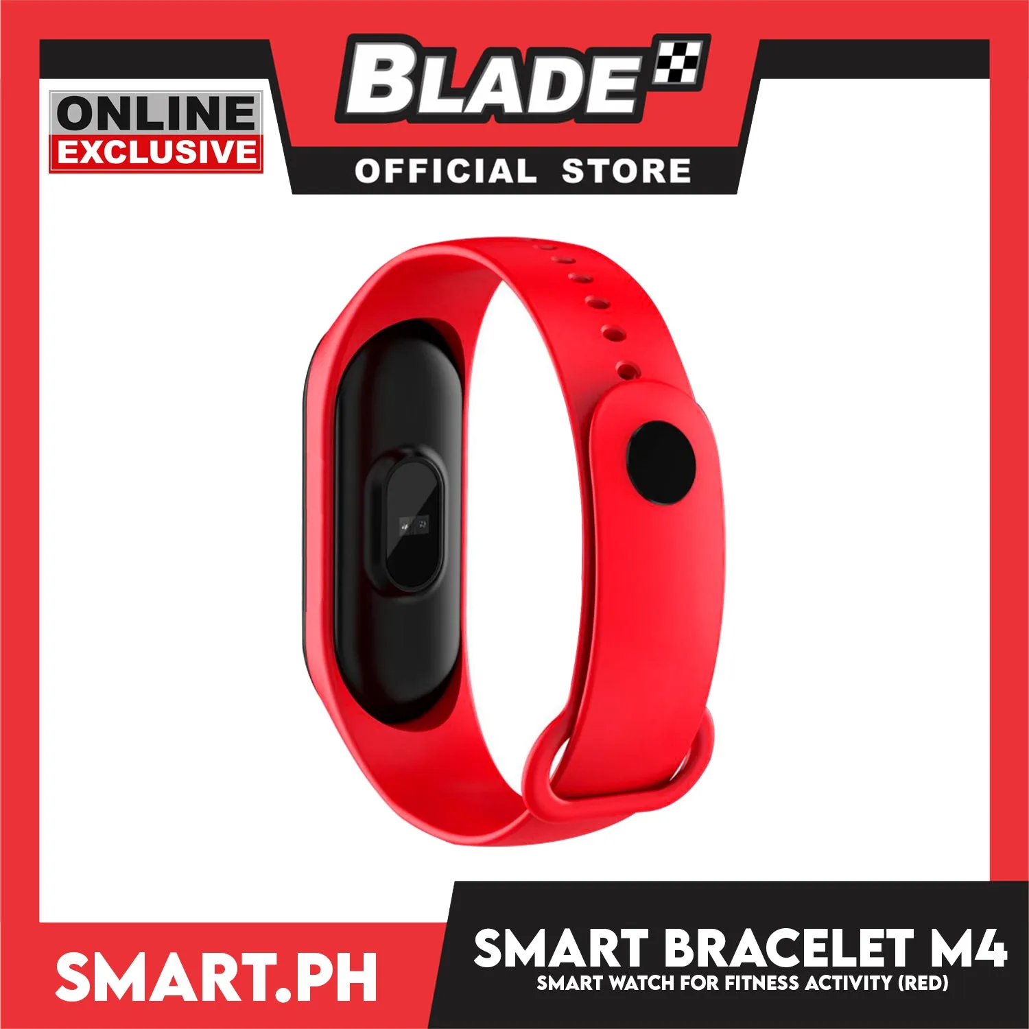 Smart Bracelet M4 Fitness Tracker Smart Watch (Red) Wristband for Health Monitoring
