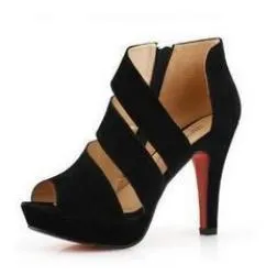 summer club Women's shoes The fish's mouth Side zipper Fine with waterproof ultra-high documentary shoes
