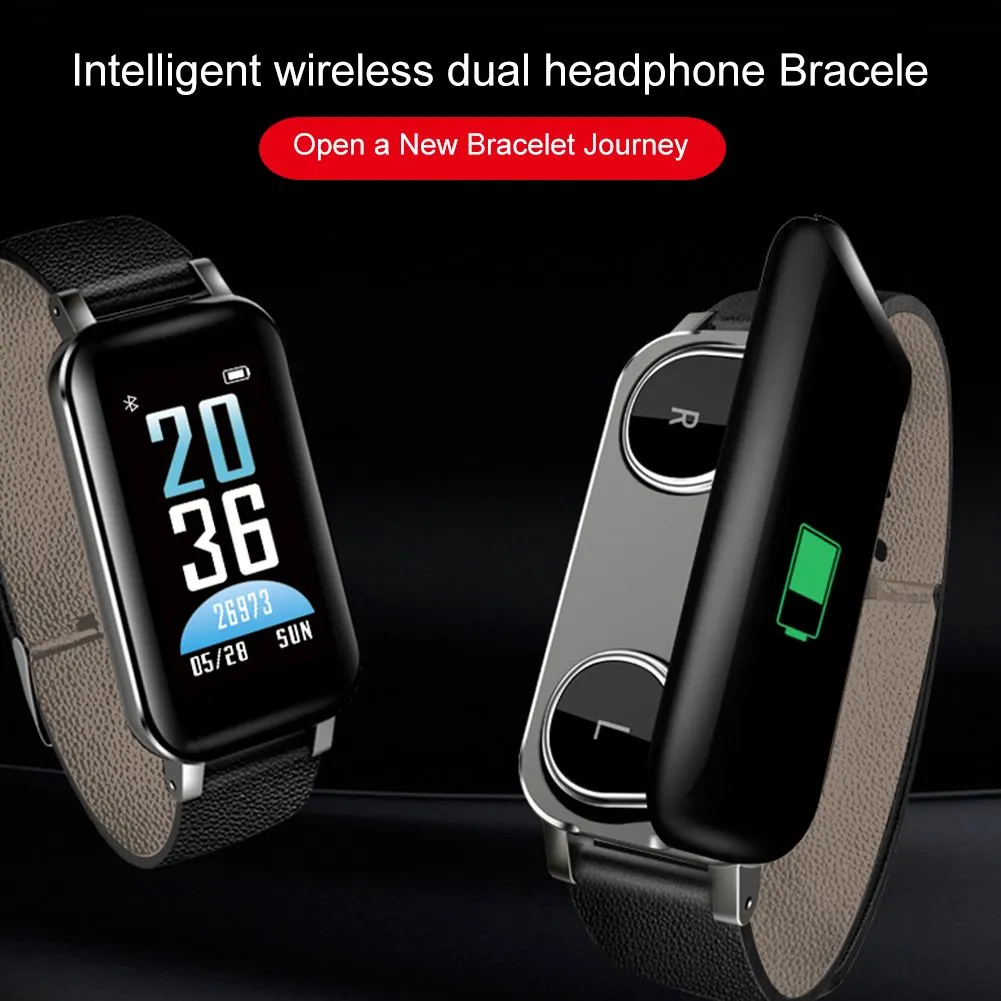 T89 TWS Smart Watch Bracelet headphone Heart Rate For Android iOS