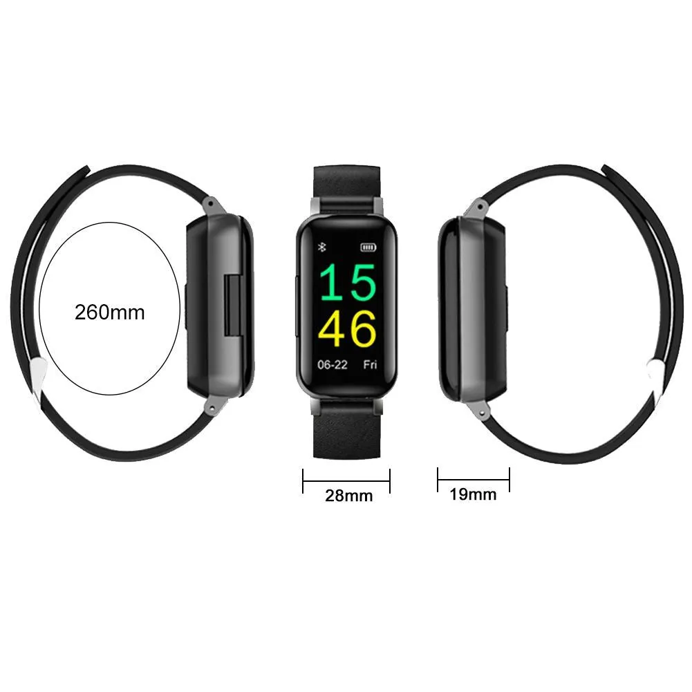T89 TWS Smart Watch Bracelet headphone Heart Rate For Android iOS