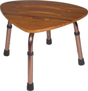 Teak Adjustable-Height Shower Chair