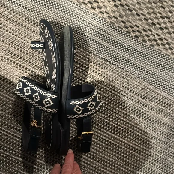 Tory Burch Reena leather Aztec flat sandal