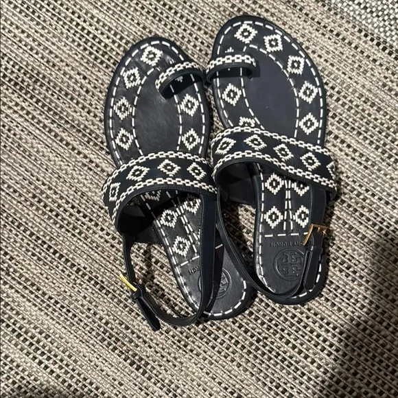 Tory Burch Reena leather Aztec flat sandal