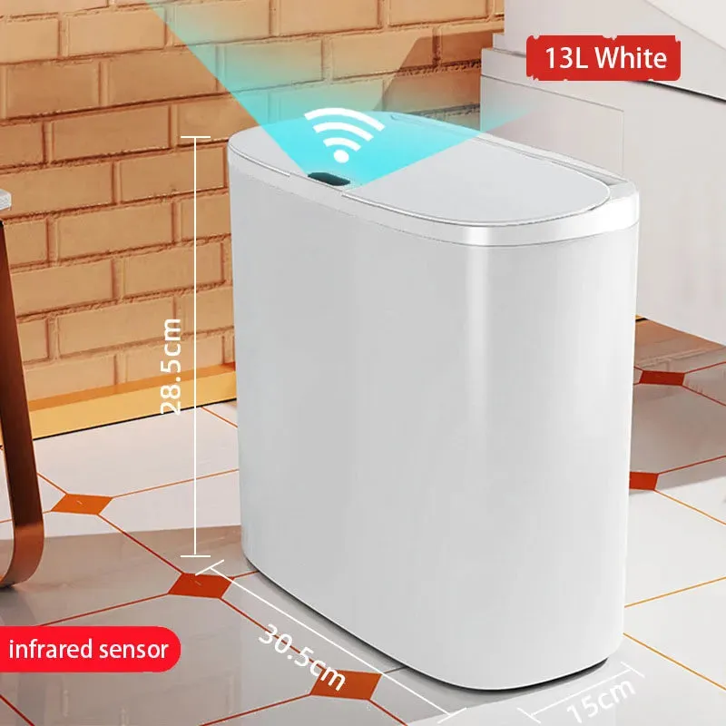 Touchless Home Trash Can with Lid, Motion Sensor & Waterproof Slim Garbage Can