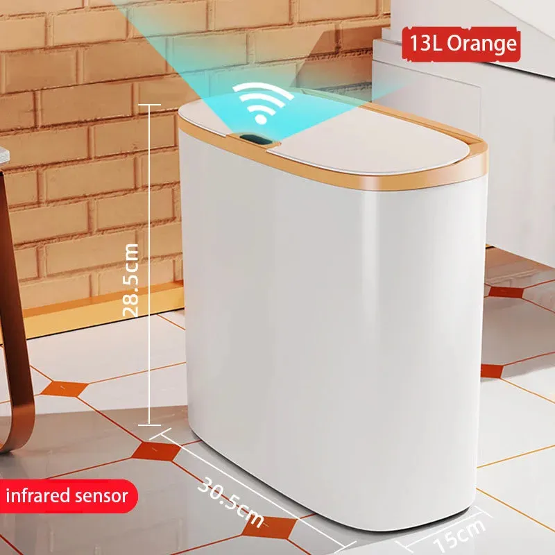 Touchless Home Trash Can with Lid, Motion Sensor & Waterproof Slim Garbage Can