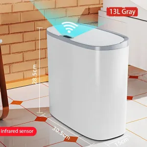 Touchless Home Trash Can with Lid, Motion Sensor & Waterproof Slim Garbage Can