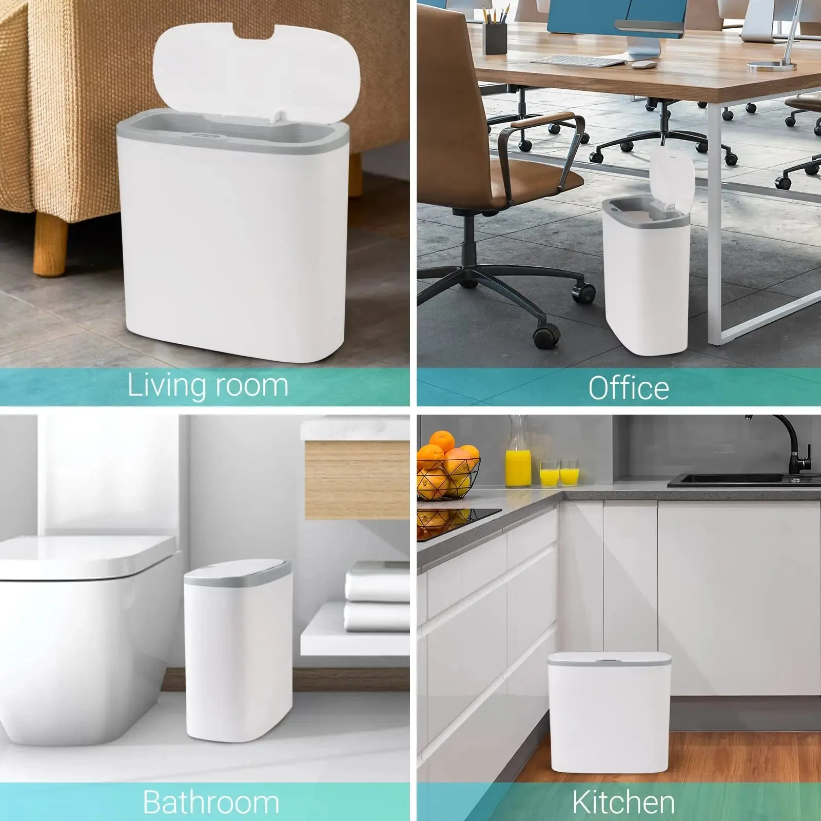 Touchless Home Trash Can with Lid, Motion Sensor & Waterproof Slim Garbage Can