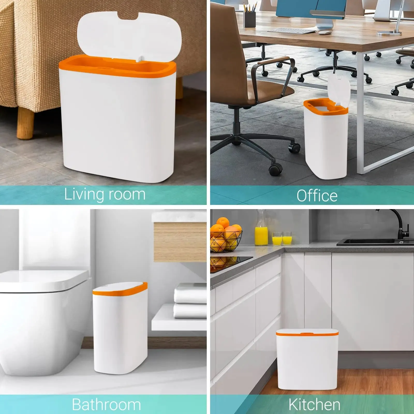Touchless Home Trash Can with Lid, Motion Sensor & Waterproof Slim Garbage Can