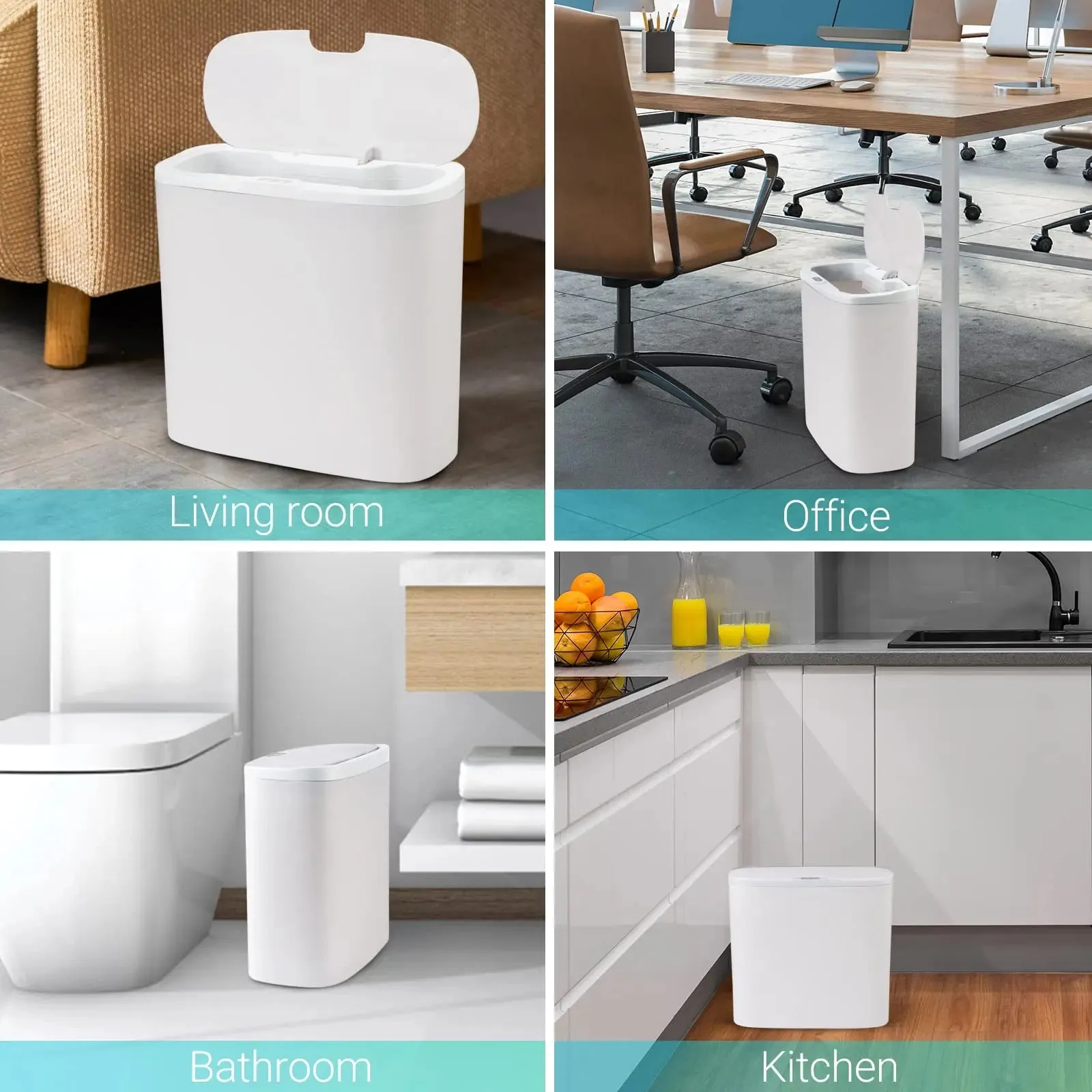 Touchless Home Trash Can with Lid, Motion Sensor & Waterproof Slim Garbage Can