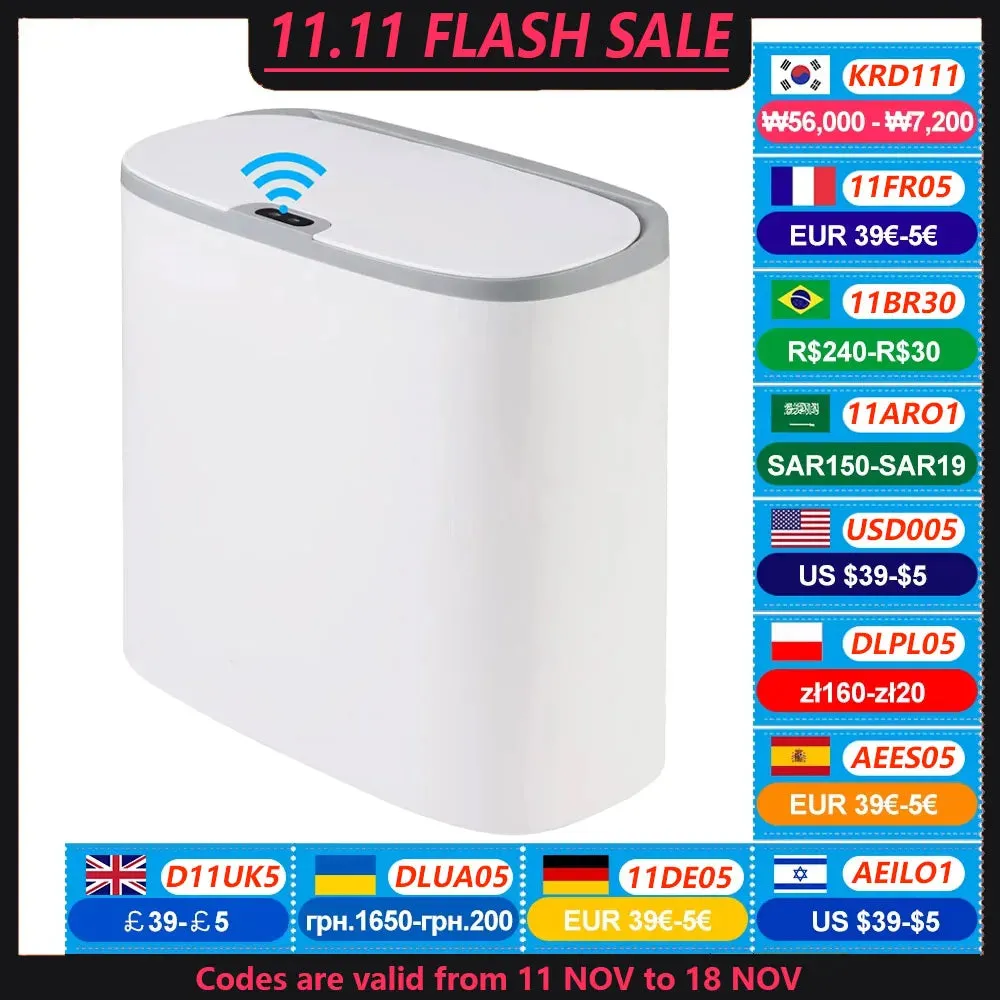 Touchless Home Trash Can with Lid, Motion Sensor & Waterproof Slim Garbage Can