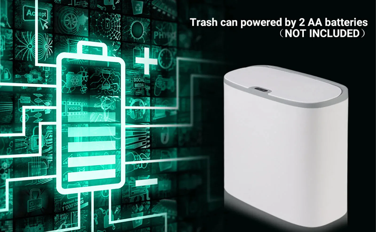 Touchless Home Trash Can with Lid, Motion Sensor & Waterproof Slim Garbage Can
