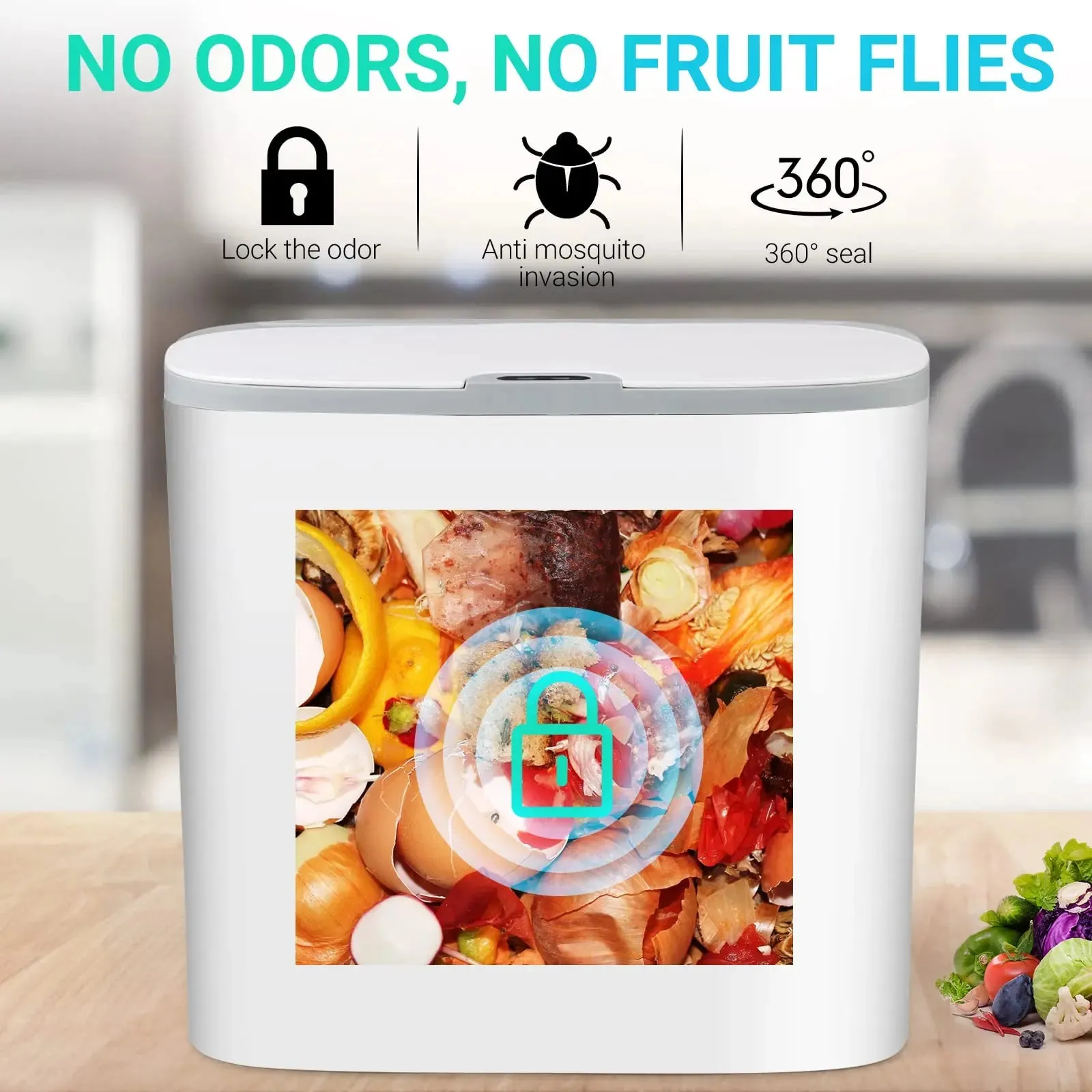 Touchless Home Trash Can with Lid, Motion Sensor & Waterproof Slim Garbage Can