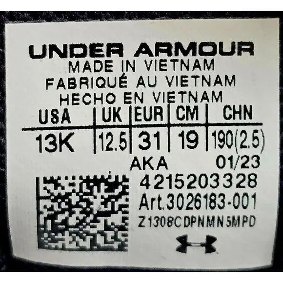 Under Armour BPS Assert 10 AC Kid's Shoes Size 13K