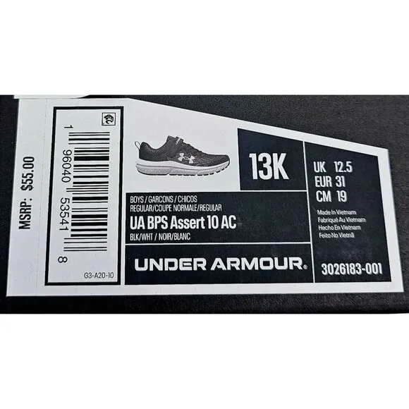 Under Armour BPS Assert 10 AC Kid's Shoes Size 13K