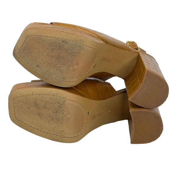 Vince Camuto Women's Platform Sandal Sovetta Chunky Brown Leather Croc Heel 9