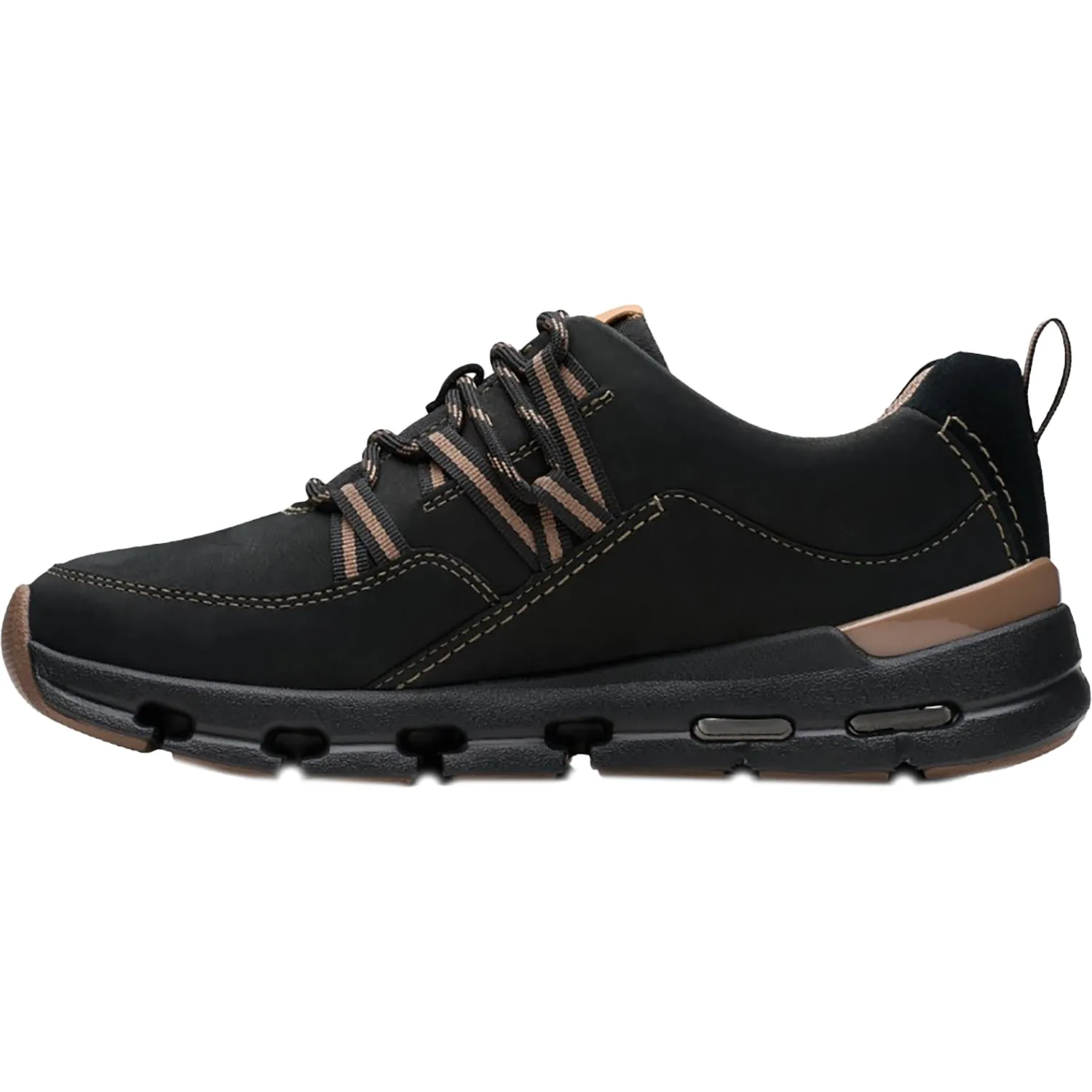 Women's Clarks Nature X Tie Waterproof Black Combi Nubuck