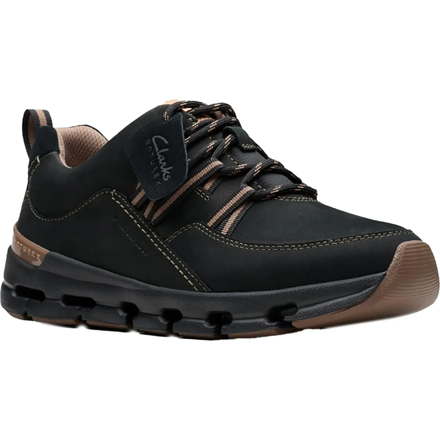 Women's Clarks Nature X Tie Waterproof Black Combi Nubuck