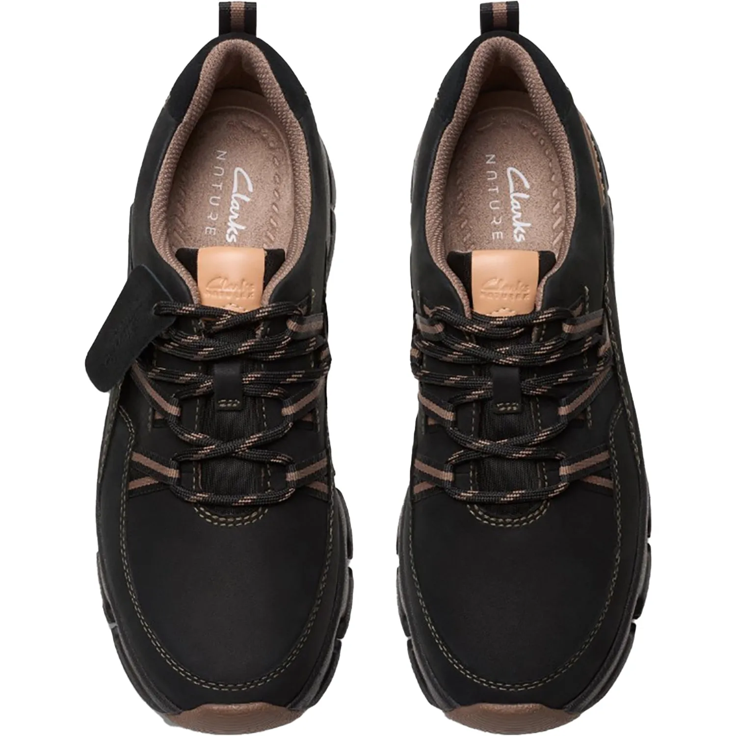 Women's Clarks Nature X Tie Waterproof Black Combi Nubuck